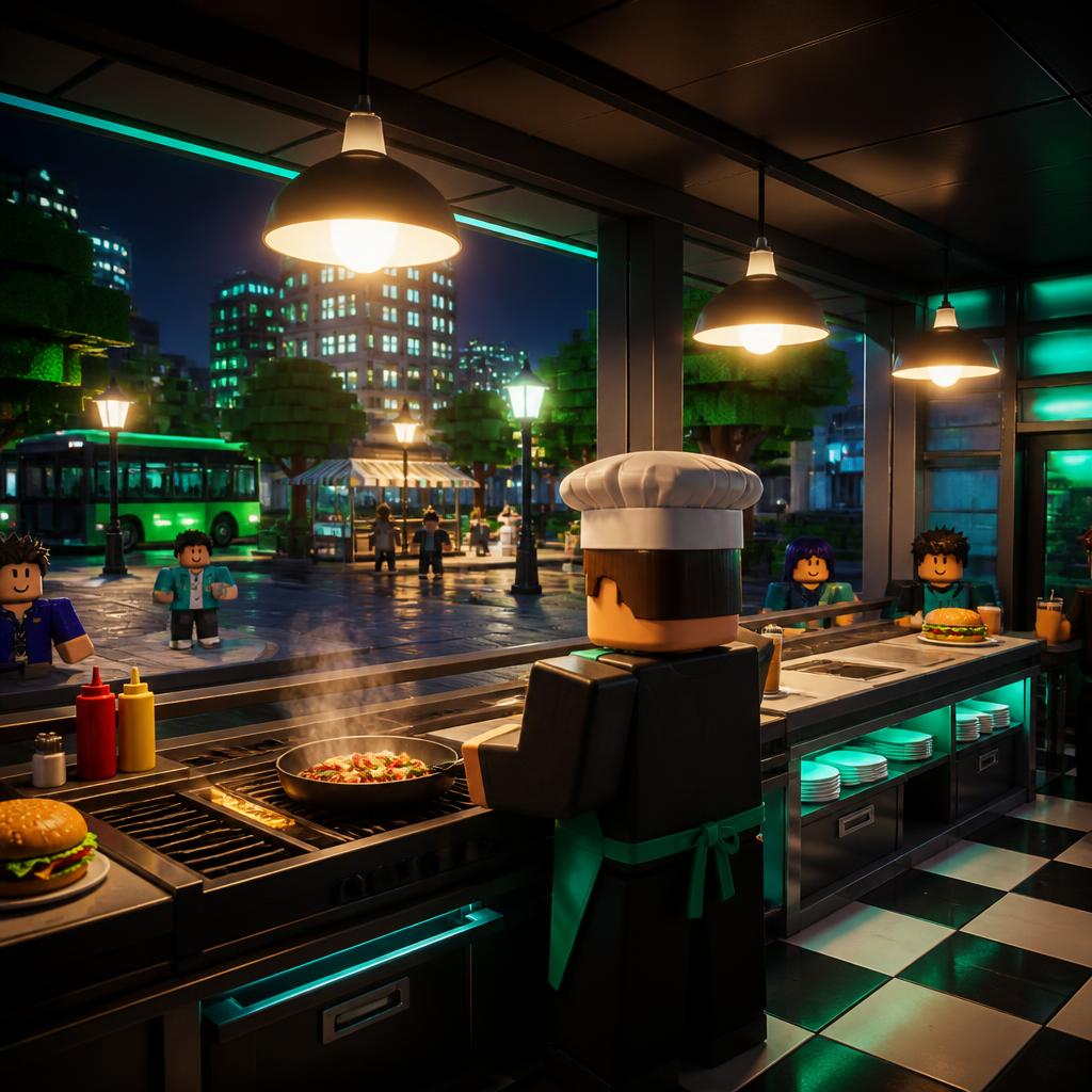 Fan-made scene of a cook preparing food at a diner.