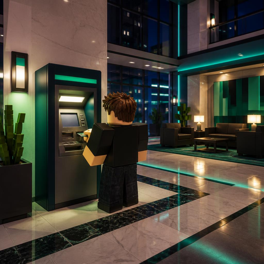 Fan-made scene of an avatar at a city cash machine.