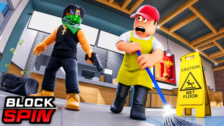 BlockSpin characters working inside a neighborhood shop.